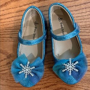 Blue Glitter Kids Shoes with Snowflake Design